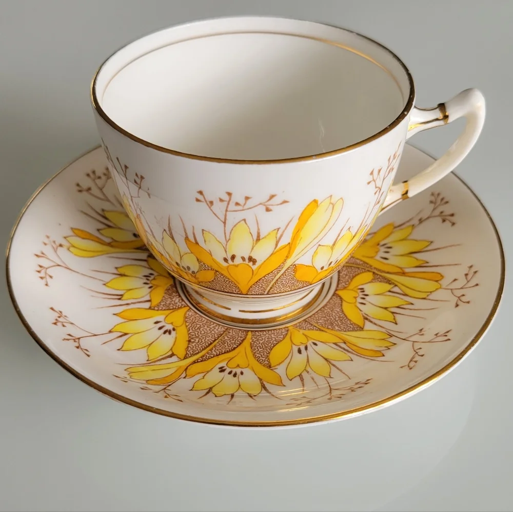 1940s Vintage Roslyn China Alba Teacup and Saucer Set
